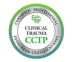 A circle with the words certified professional evergreen certifications and clinical trauma cctp.